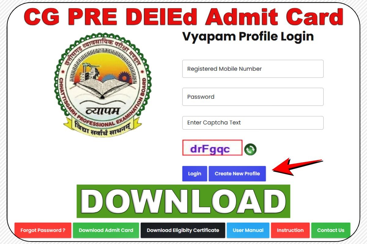 CG Vyapam Pre DElEd Admit Card 2025
